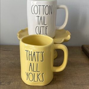 Rae Dunn Yellow and White Mug Set